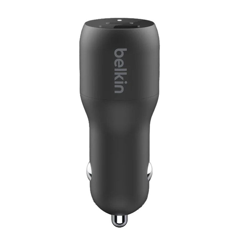 شاحن سيارة Belkin Dual USBC 25W USBA 12W ، أسود شاحن سيارة Belkin Dual USBC 25W USBA 12W ، أسود